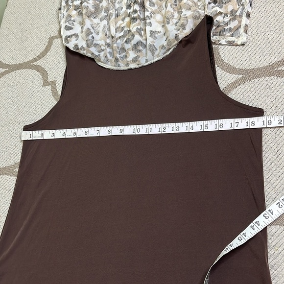 Chico's Brown Asymmetrical Jayma Poncho in Desert Animal Beige, size medium - Picture 8 of 15